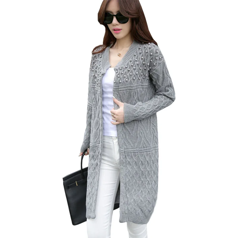 Длинный свободный свитер в европейском и американском стиле женский кардиган