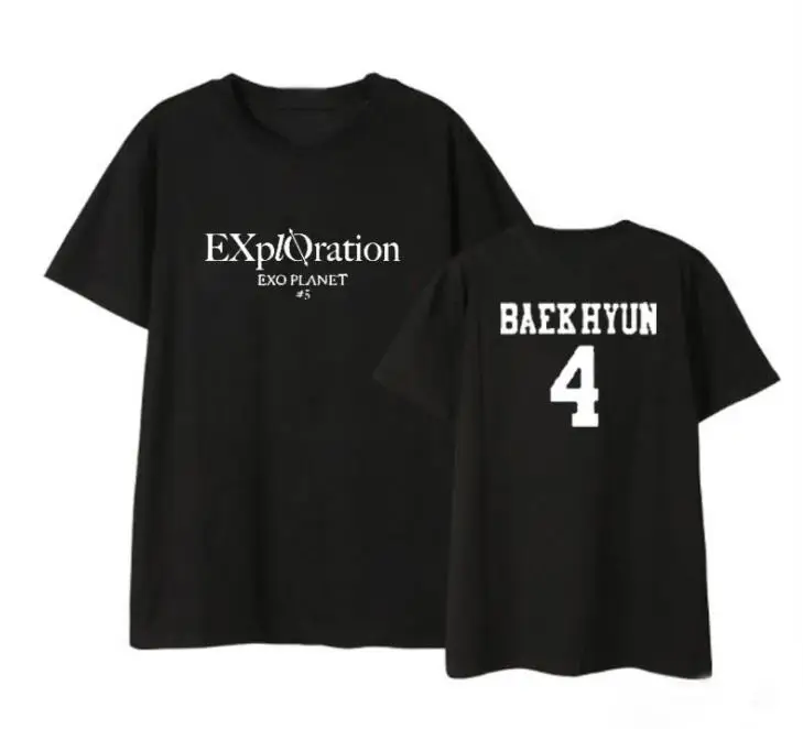 Футболка Kpop exo planet #5 летняя унисекс свободная с коротким рукавом принтом названия