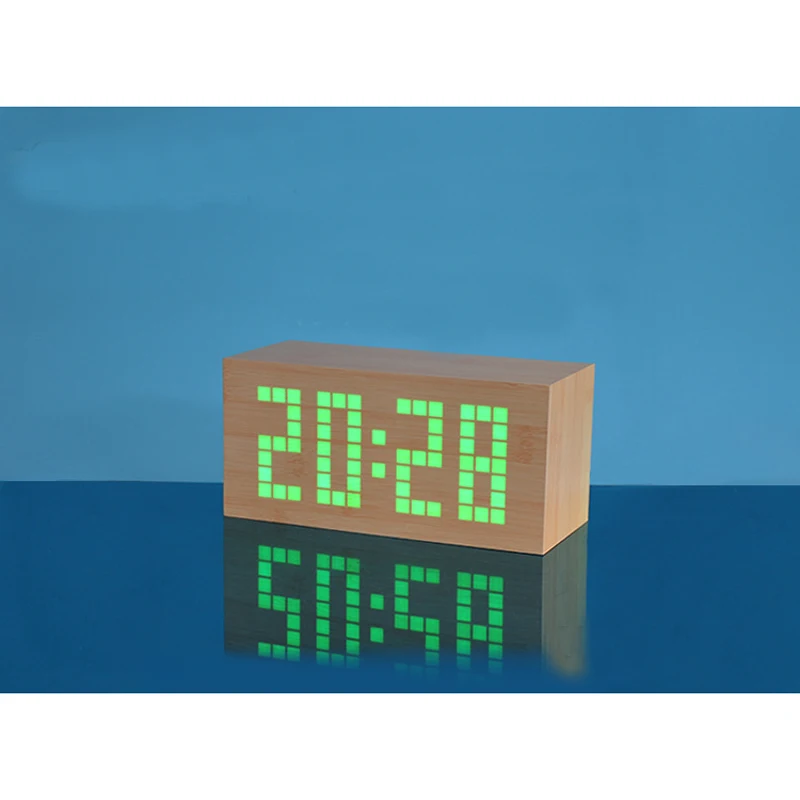

LED Wooden Alarm Clock with Temperature Date Desk Table Clock for Bedroom Home Decorative