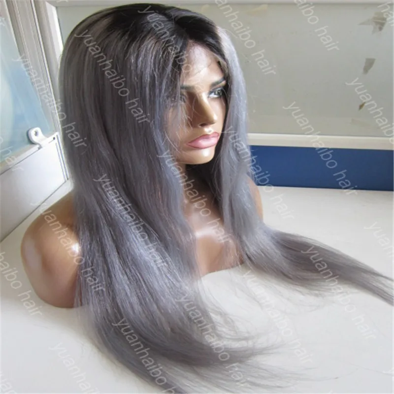 Топ-8а реми парик 10-30 дюймов серебристо-серый прямой шнурка T1b/серый естественной