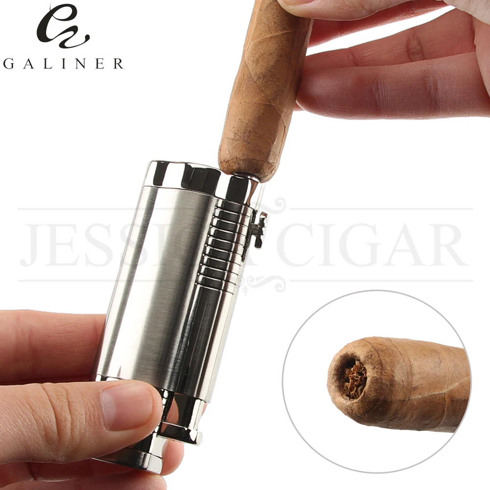 COHIBA зажигалка газовая бутан 3 пламя струйный фонарь зажигалки для сигарет ветрозащитная Мужская металлическая зажигалка для сигар многоразовая