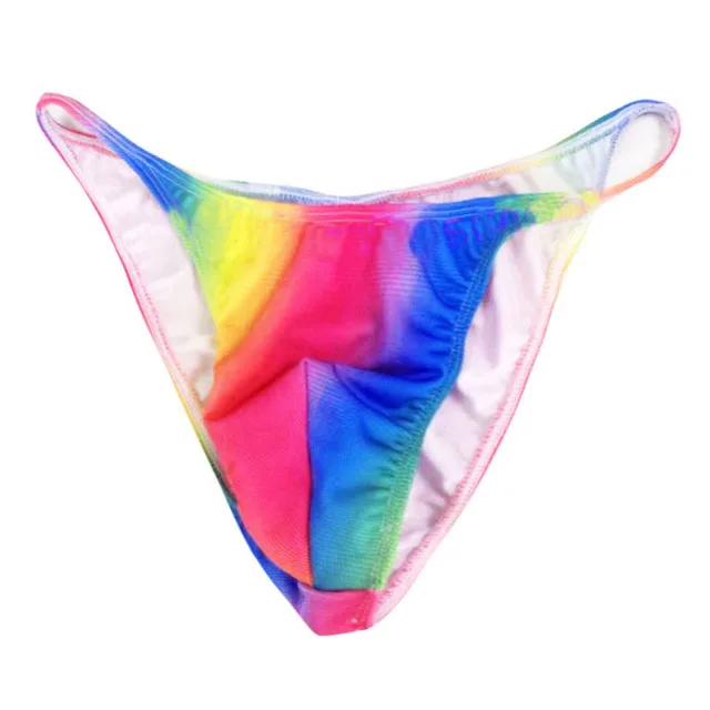 2017 New fashion sexy Men underwear funny Breathable man Briefs Penis pouch rainbow striped cueca gay underwear men jockstrap