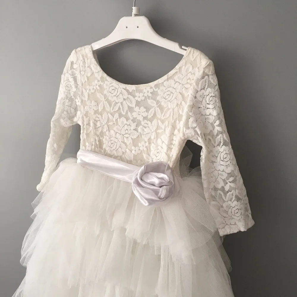 Children girls lace maxi dress kids long cake tutu princess with sashes toddler birthday party vestido | Детская одежда и обувь