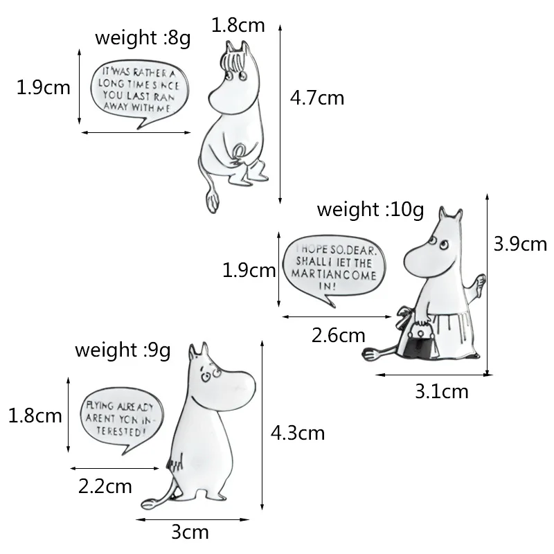 White Hippo Brooch Set Enamel Animal Pins Jacket Backpack Coat Collar Lapel Icon Cartoon Badge | Badges