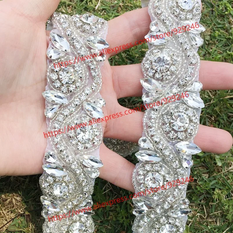

1 yard/lot 3.7cm crystal rhinestone chain for bridal wedding belt decoration wave crystal trims for garment dress accessory