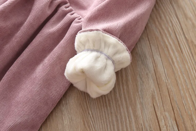 Ограниченное предложение, новое однотонное детское платье vestido infantil платье с длинными рукавами для девочек в Корейском стиле осенне-зимние Бархатные платья для малышей