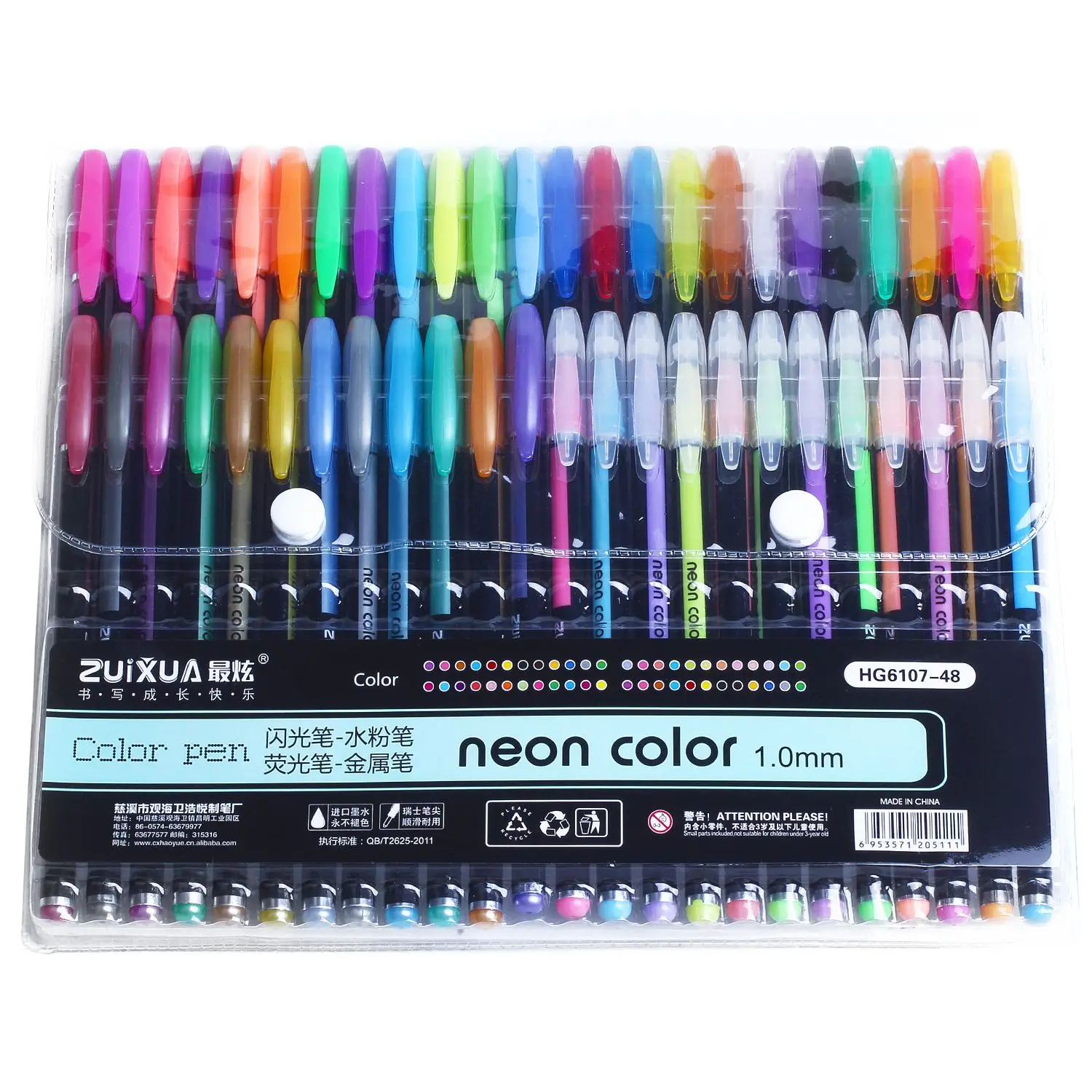 48 pcs ZUIXUAN 12, 24, 36, 48 цветов/набор гелевых ручек, блестящие металлические ручки, подарки для раскрашивания детей, Рисование для рисования, школьные принадлежности - Цвет: 48 pcs
