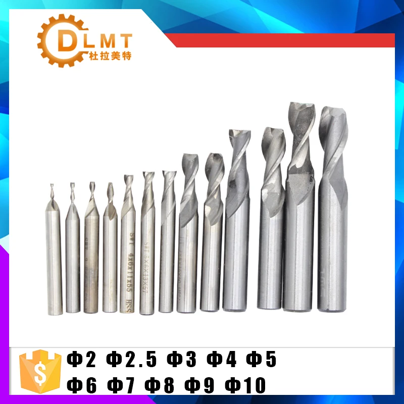 Концевые фрезы с 2 канавками и прямым хвостовиком 10 шт.|2 flute|milling cutter cncmilling |