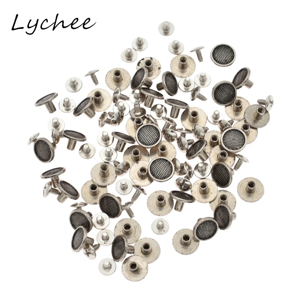 Lychee 50 Sets Vintage Wave Rivets Screws Metal Studs Leather Craft DIY Garment Bag Decor Buttons Accessories | Дом и сад