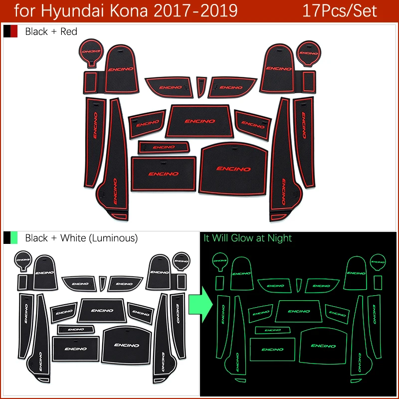 Противоскользящие резиновые коврики с прорезями для ворот чашек Hyundai Kona 2017 2018 2019
