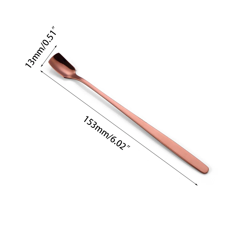 

304 Stainless Steel Stirring Spoon Long-handled Ice Cream Coffee Spoons Set Creative Spoon Korean Gold-plated Square Head Scoop