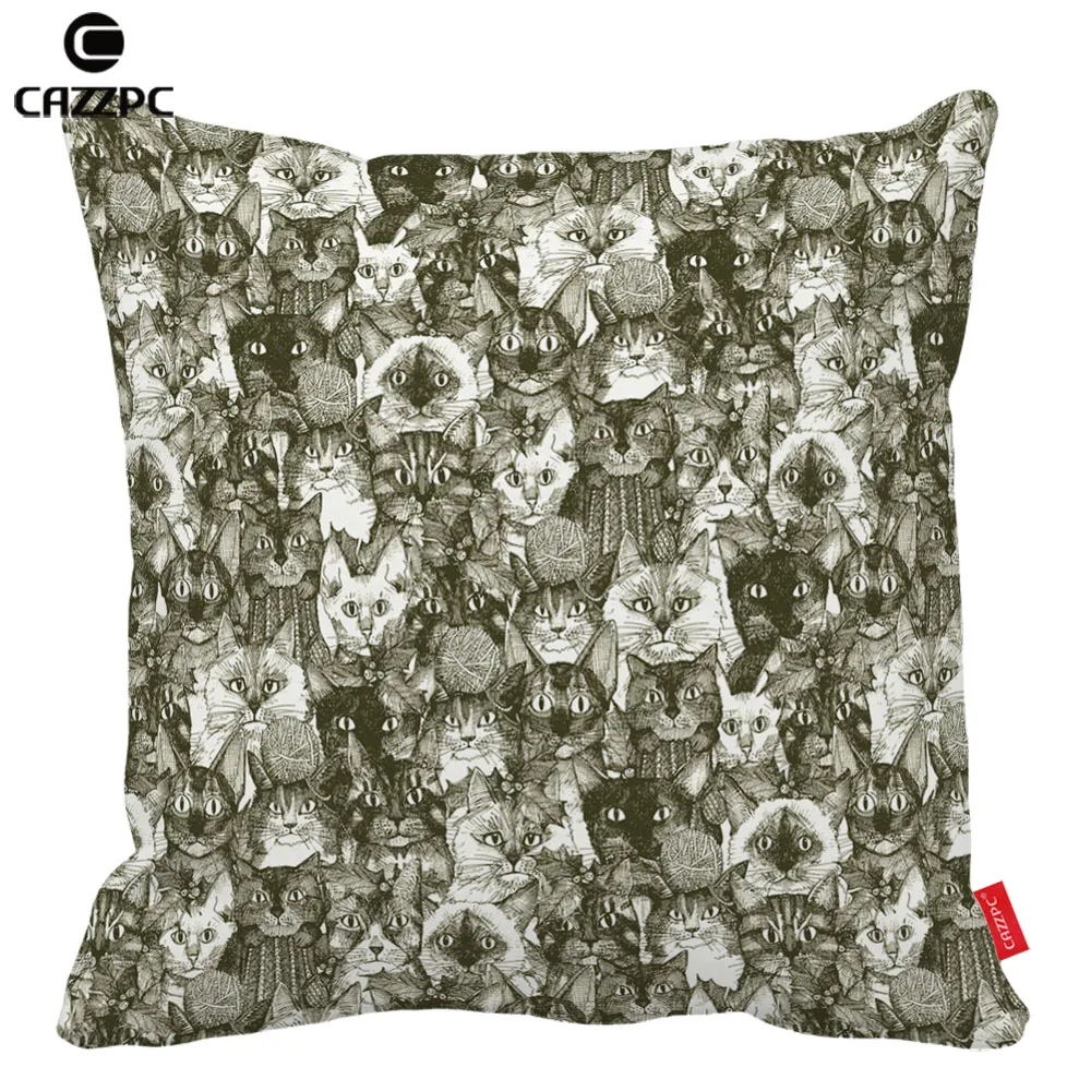 Бесшовные кошка Дамаск Starfish цветы икат ацтекским принтом декоративная наволочка