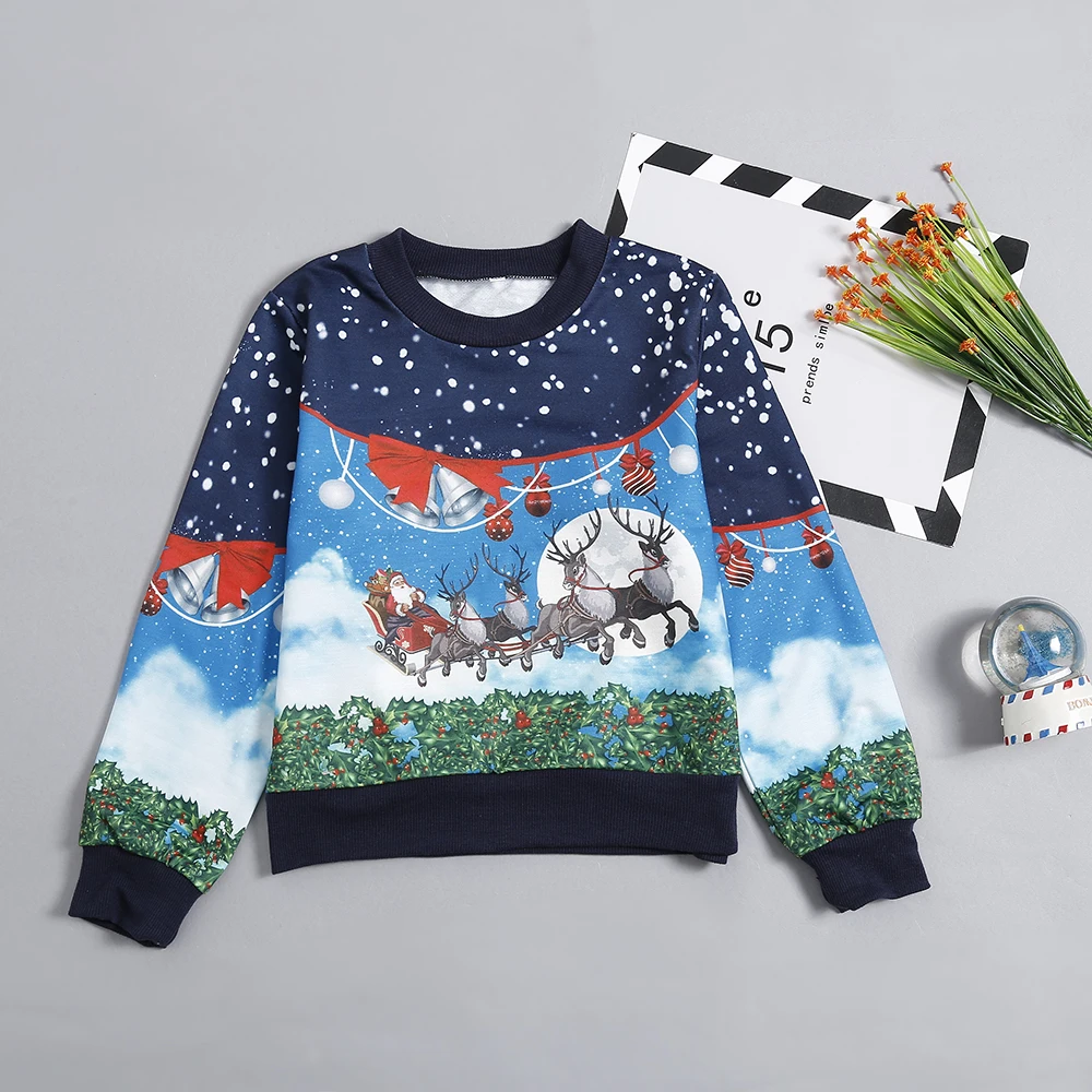 Топы для мальчиков на Рождество 2019 детский хлопковый свитер с милым оленем топ