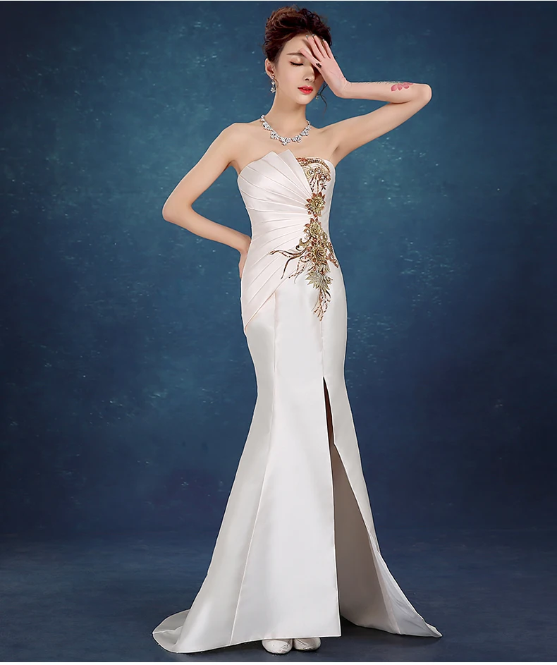 2017 Bridesm soft silk Celebrity Dresses trailing Fish tail Evening Slim Highlight temperament party Dress summer | Свадьбы и