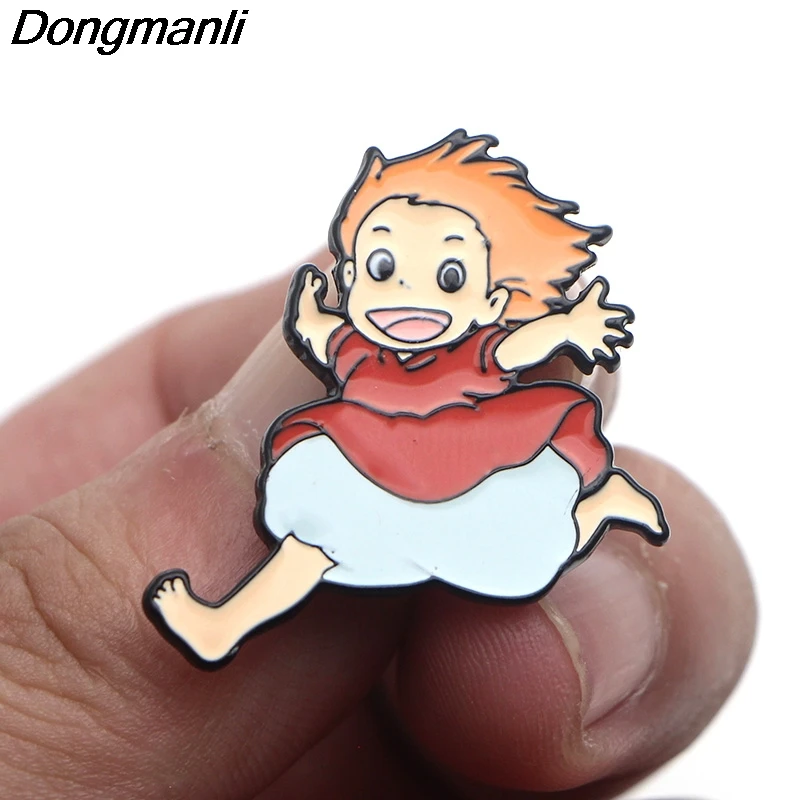 P3770 Dongmanli Мода Kawaii Ponyo металлические эмалированные броши и булавки для нагрудного штыря значок для рюкзака подарки воротник ювелирные изделия