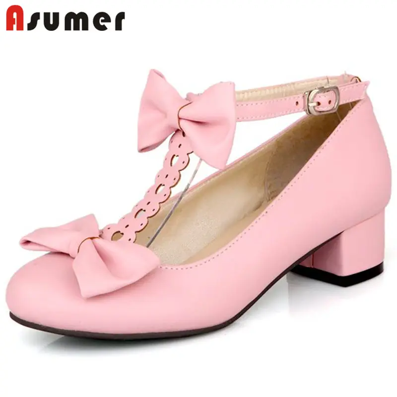 ASUMER/большие размеры 30 50 2020 г. Новые модные туфли лодочки на среднем квадратном