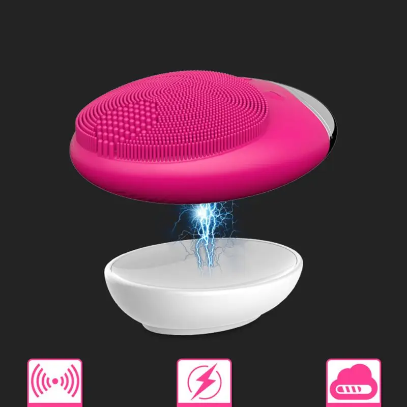 

Electric Bamboo Carbon Silicone Facial Cleansing Brush Vibrating Face Washing Massage Waterproof Wireless Charging Skin Care 5V