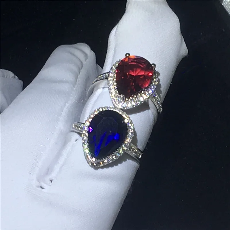 Большая капля воды повседневное кольцо 5ct AAAA фианит камень Стерлинговое Серебро
