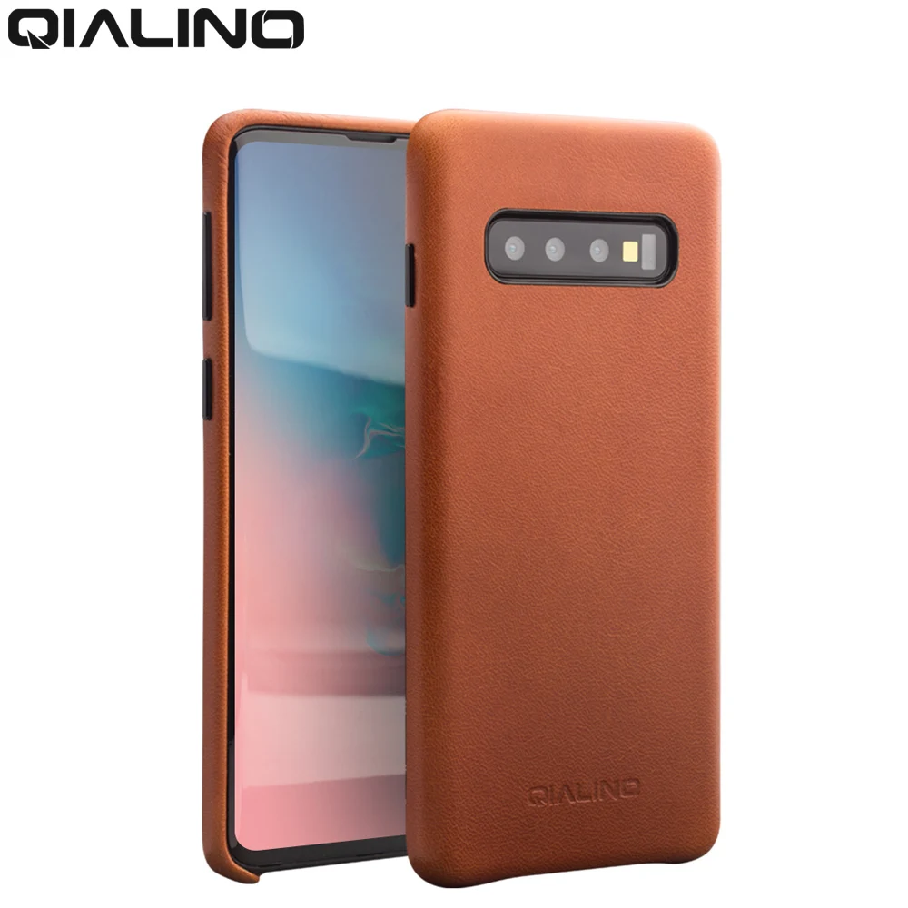 

QIALINO Stylish Genuine Leather Phone Case for Samsung Galaxy S10 Plus 6.4 inches Handmade Ultra Slim Back Cover for Galaxy S10