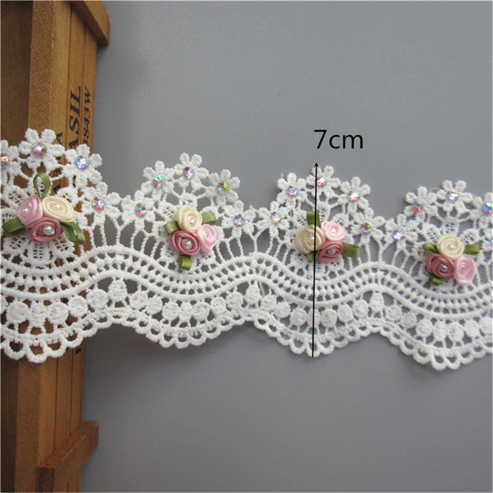 Жемчужные бусины стразы 30 см Цветочная кружевная ткань отделка краев лента