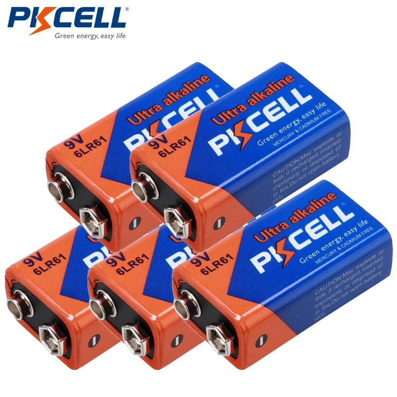 5 шт. PKCELL 9 В основная сухая батарея 6LR61 E22 MN1604 522 супер щелочная превосходный 6F22