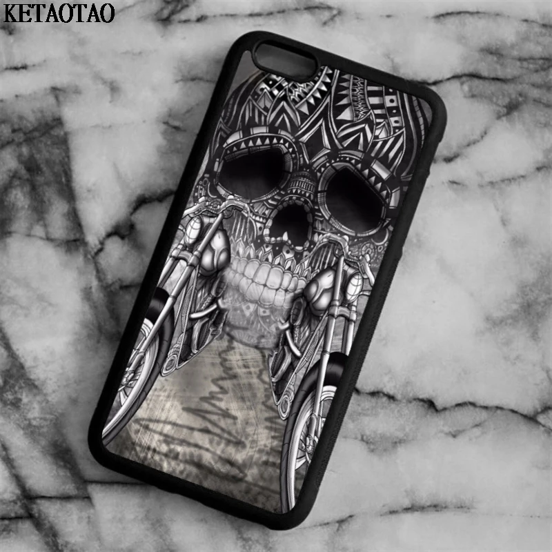 KETAOTAO Мотоцикл Байкер Чоппер череп Татто чехол для телефона s iPhone 4S 5C 5S 6S 7 8 X samsung из
