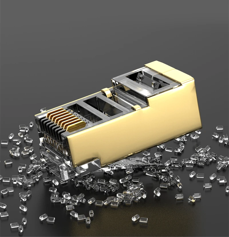 AMPCOM экранированный RJ45 CAT6 Разъем модульный разъем 8P8C обжимной Конец Ethernet кабель Ethernet разъем позолоченный 50U