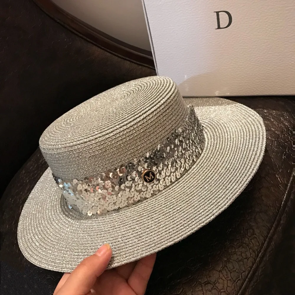 Мужская и Женская Вязаная Шляпа Fedora Пляжная вязаная шляпа из золотой серебряной