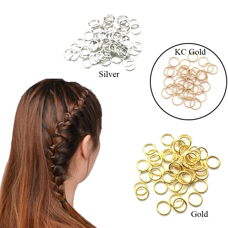 100Pcs 10mm Brass/Gun-metal/Gold/Silver/Rhodium Opening Hair Ring Braid Dreadlock Bead Cuff Clip Braid Tool Hoop Circle