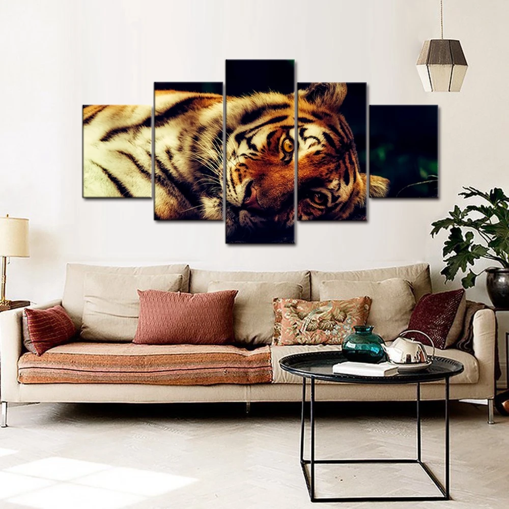 

Lazy Tiger Animals Home Decor Wall Art Landscape Picture for Living Room Hallway Guest Room Wall Decor Posters and Prints