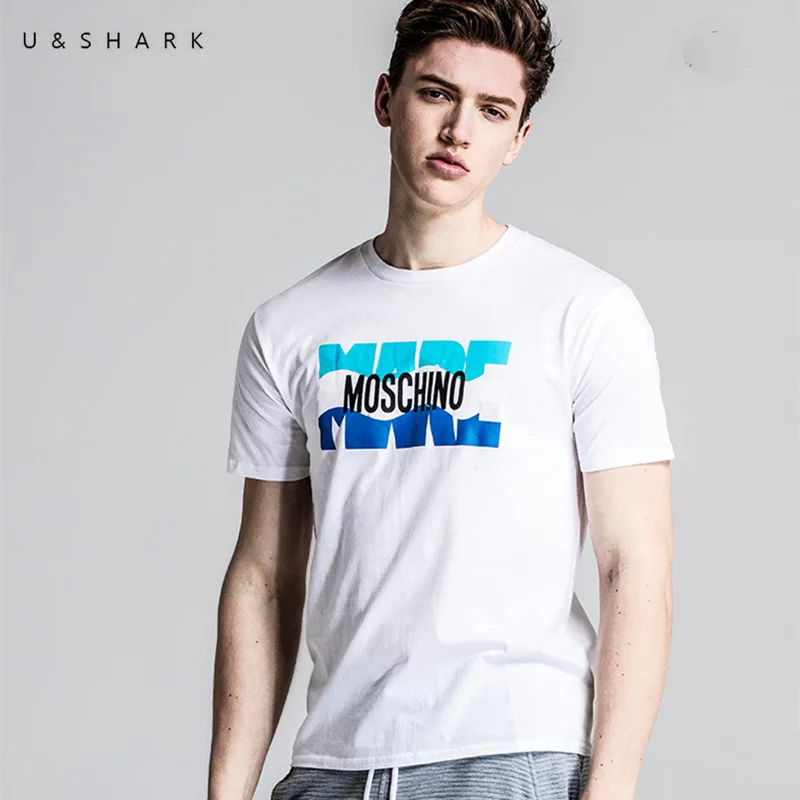 U & SHARK 2018 летние брендовые футболки мужская одежда 100% хлопковые с коротким