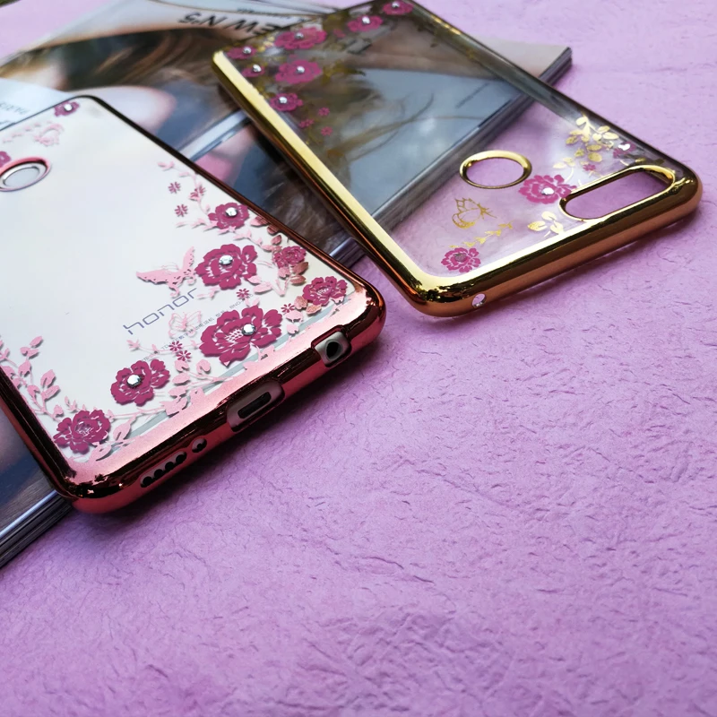 YueTuo прозрачный чехол с золотыми бриллиантами для телефона etui capinha coque cover huawei honor 7x