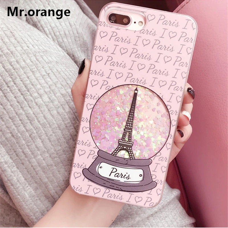 Модный милый чехол с сияющими блестками в виде Эйфелевой башни Парижа для iphone 7 8