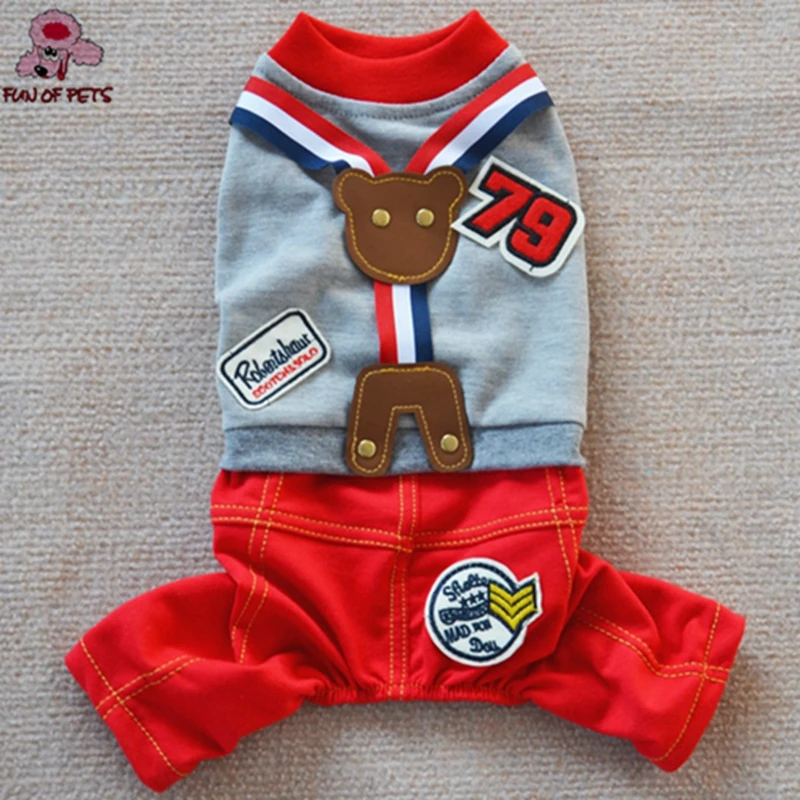 2017 новая одежда для собак осень/зима многоцветный милый медведь шаблон хлопок