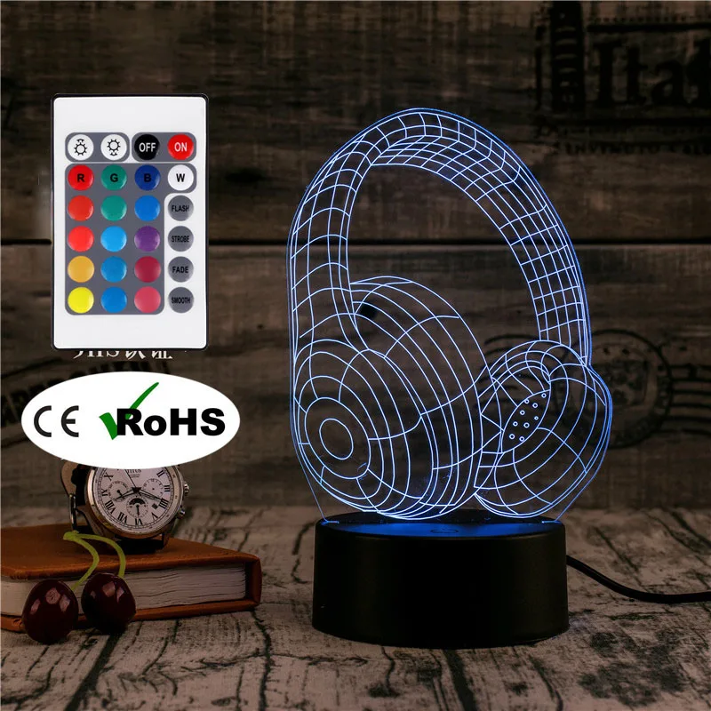 

3D Led Novety Lighting Creative Gift Night Light Table Lamp Headset Light Led Home Corridor Hotel Party Atmosphere Lights