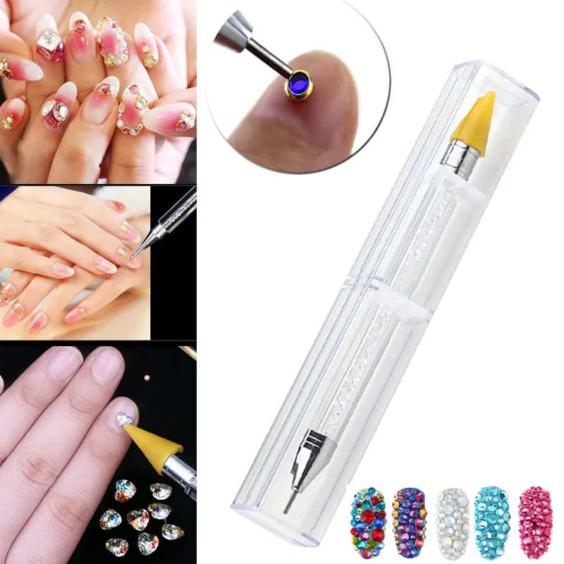 Двухсторонний воск для ногтей Cyrstal pick er Dotting Pen акриловая ручка Gem pick Up аппликатор инструмент MH88
