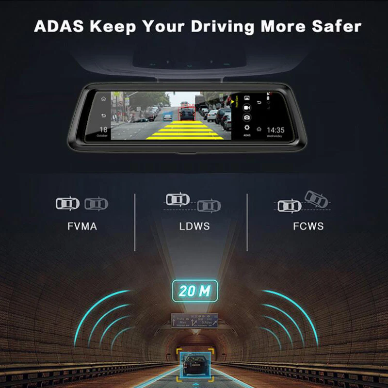 Автомобильный видеорегистратор QUIDUX 4G Android 10 &quotIPS полное зеркало GPS навигация ADAS FHD