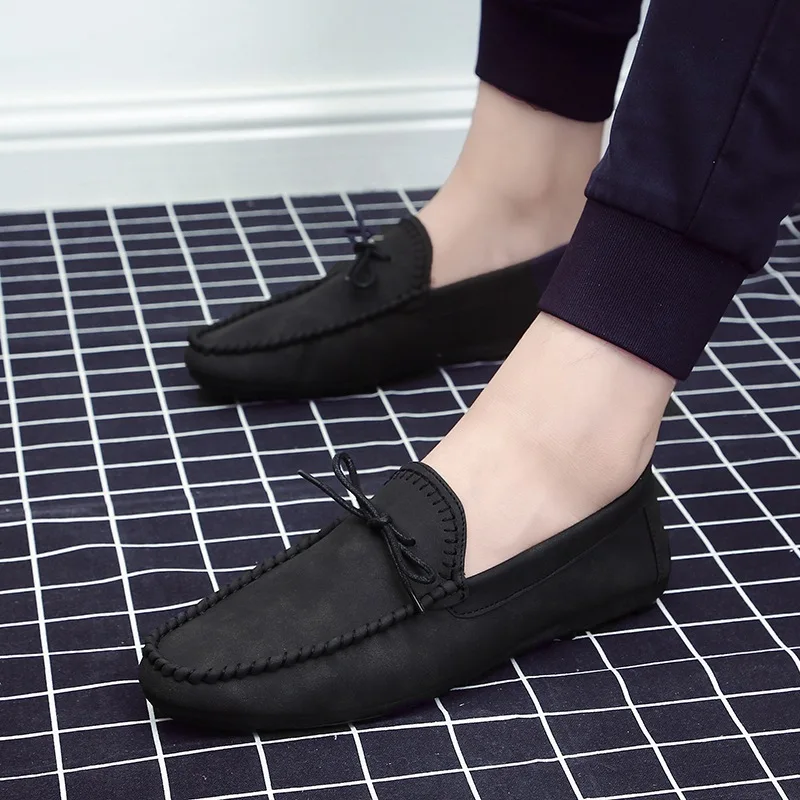 Туфли мужские однотонные без шнуровки повседневные лоферы Классическая модная
