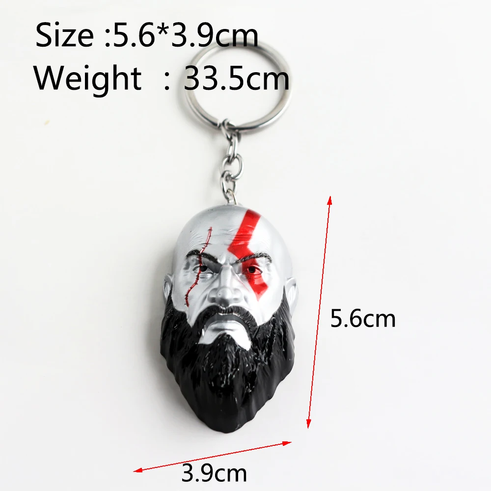 

10pcs God Of War Key Chains Kratos mask Pendants keyring jewelry Kratos Crystal Axe Men Women Souvenir Gift Bag Keychains