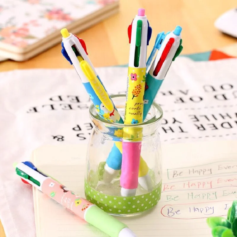 10pcs Apron girls four - color ballpoint pen creative stationery cartoon press the ball point | Канцтовары для офиса и дома