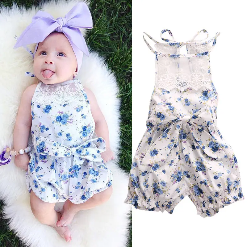 Комбинезон для новорожденных с коротким рукавом и цветочным принтом|jumpsuit romper