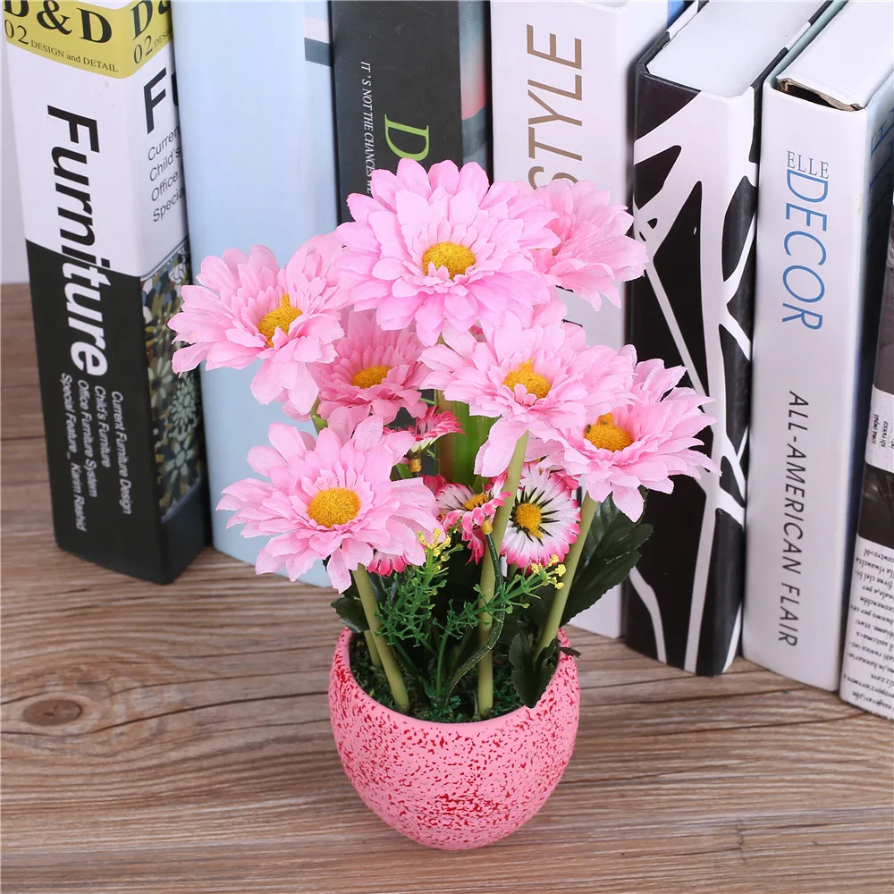 Шелковая Гербера Маргаритка цветочные композиции + ваза искусственная