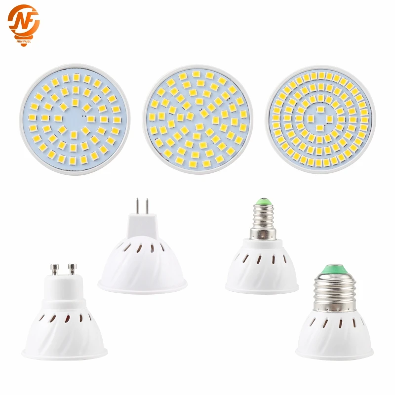 Светодиодный прожектор лампы 220V 230V E27 GU10 MR16 GU5.3 Точечный светильник SMD2835 48/60/80 светодиодный s Точечный светильник для Кухня домашний Декор Светильник Инж