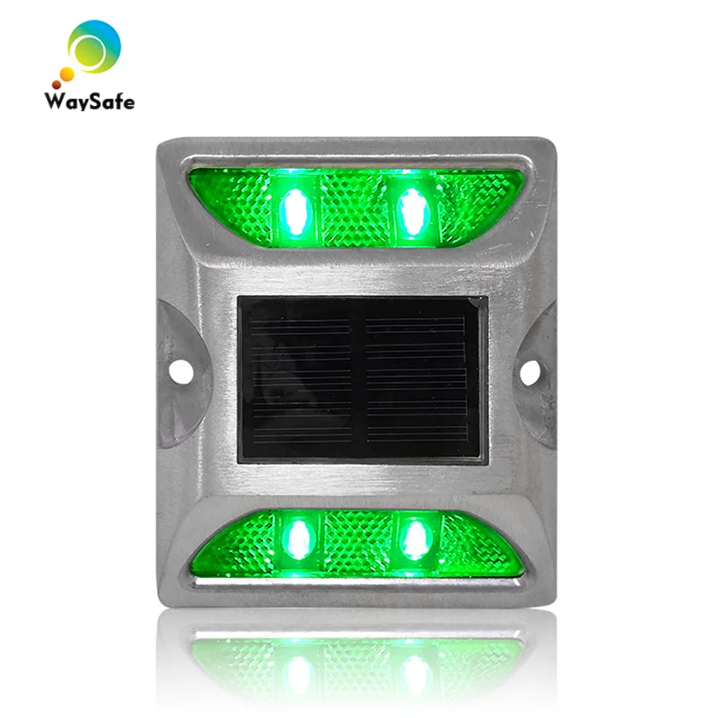 

New square design green LED flashing light solar power driveway road stud reflector marker