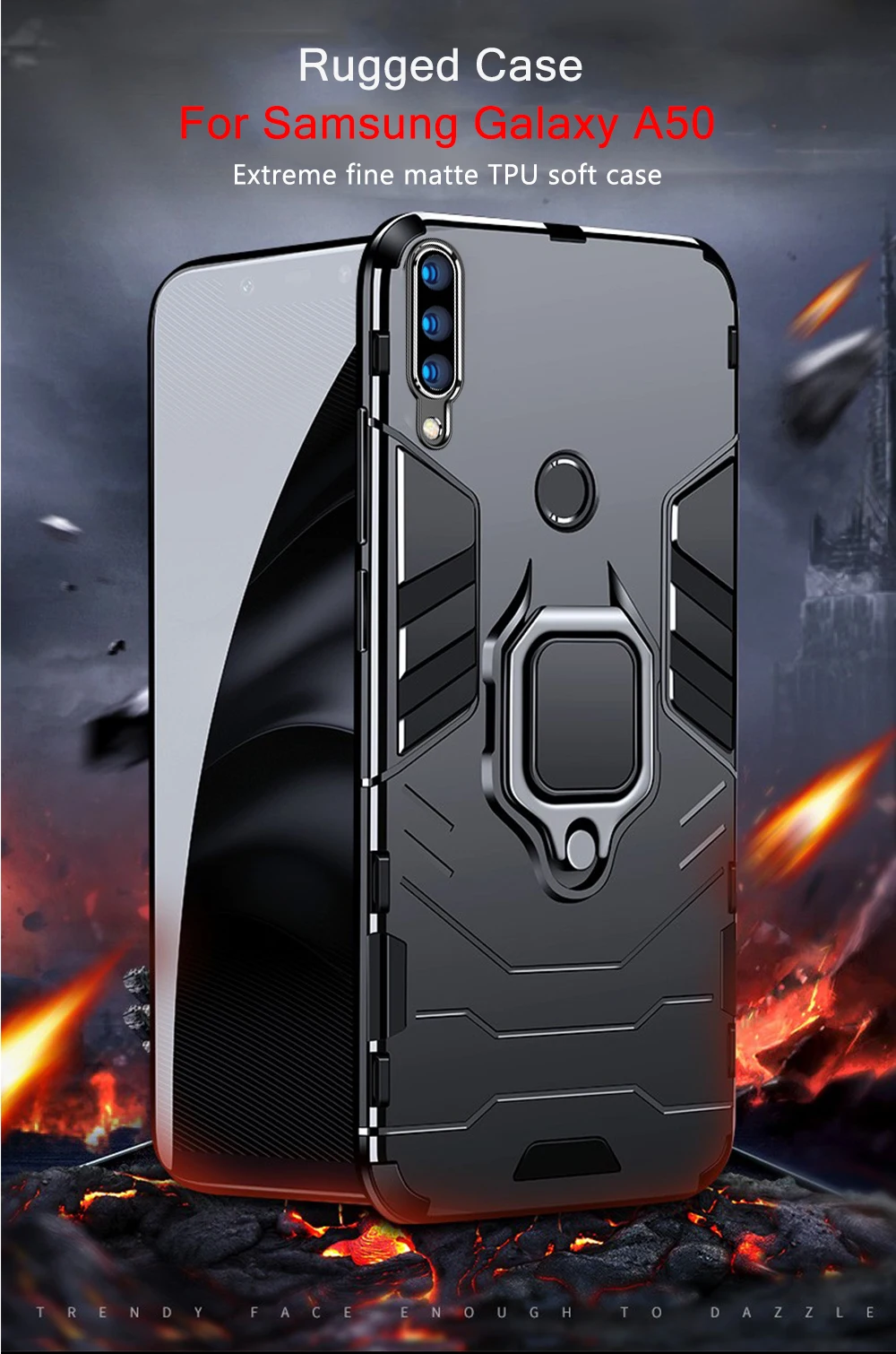 Тонкий чехол для samsung Galaxy A70, A50, A40, A30, A20, A10, M20, чехол с кольцом на палец, мягкий чехол из ТПУ и поликарбоната, защитный чехол для телефона, бампер