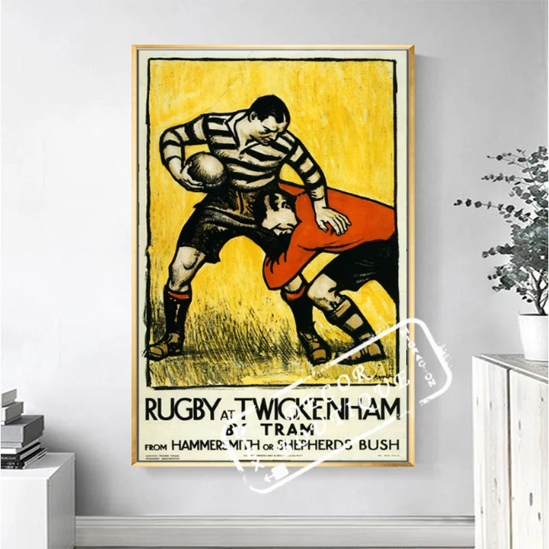 Винтажный рекламный постер регби at Twickenham спортивные классические холщовые