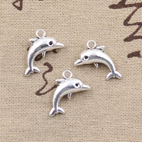 20pcs charms lovely dolphin 18x11mm antique bronze silver color pendants making diy handmade tibetan silver color jewelry