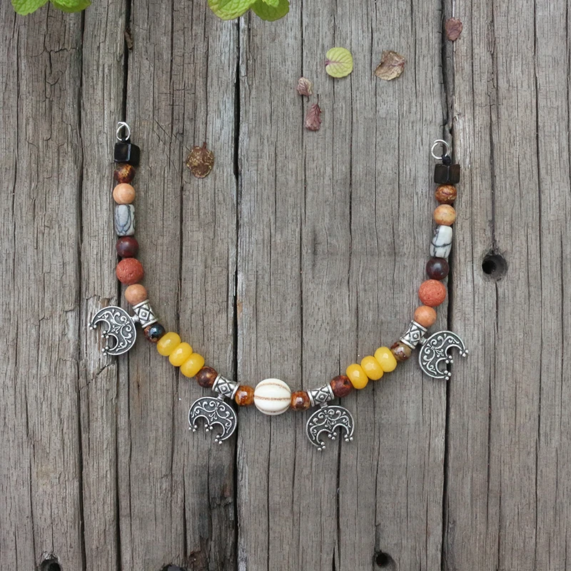 Этнические ювелирные изделия викингов луна натуральные камни античный оникс