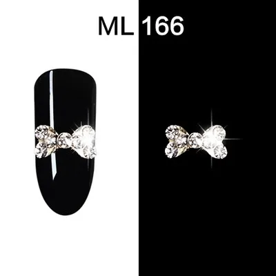 166-10pcs 10 шт./лот 3D Стразы для ногтей стразы серебро/красный лак для ногтей Кристальные бусины 18 различных Лук Дизайн Стразы для ногтей для украшение для ногтей ML153-170 - Цвет: 166-10pcs