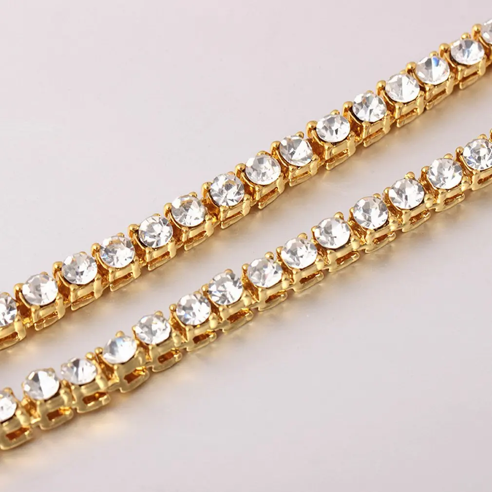 Модный мужской серебряный цвет 1 ряд Iced Out Имитация Большой Bling длинное ожерелье со стразами хип-хоп стиль